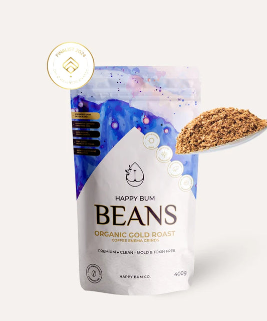 Happy Bum Beans - NEW Organic Gold Roast Enema Coffee.